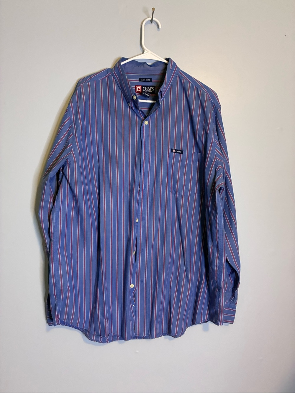 Chaps Men’s Blue Shirt with Red and White Stripes